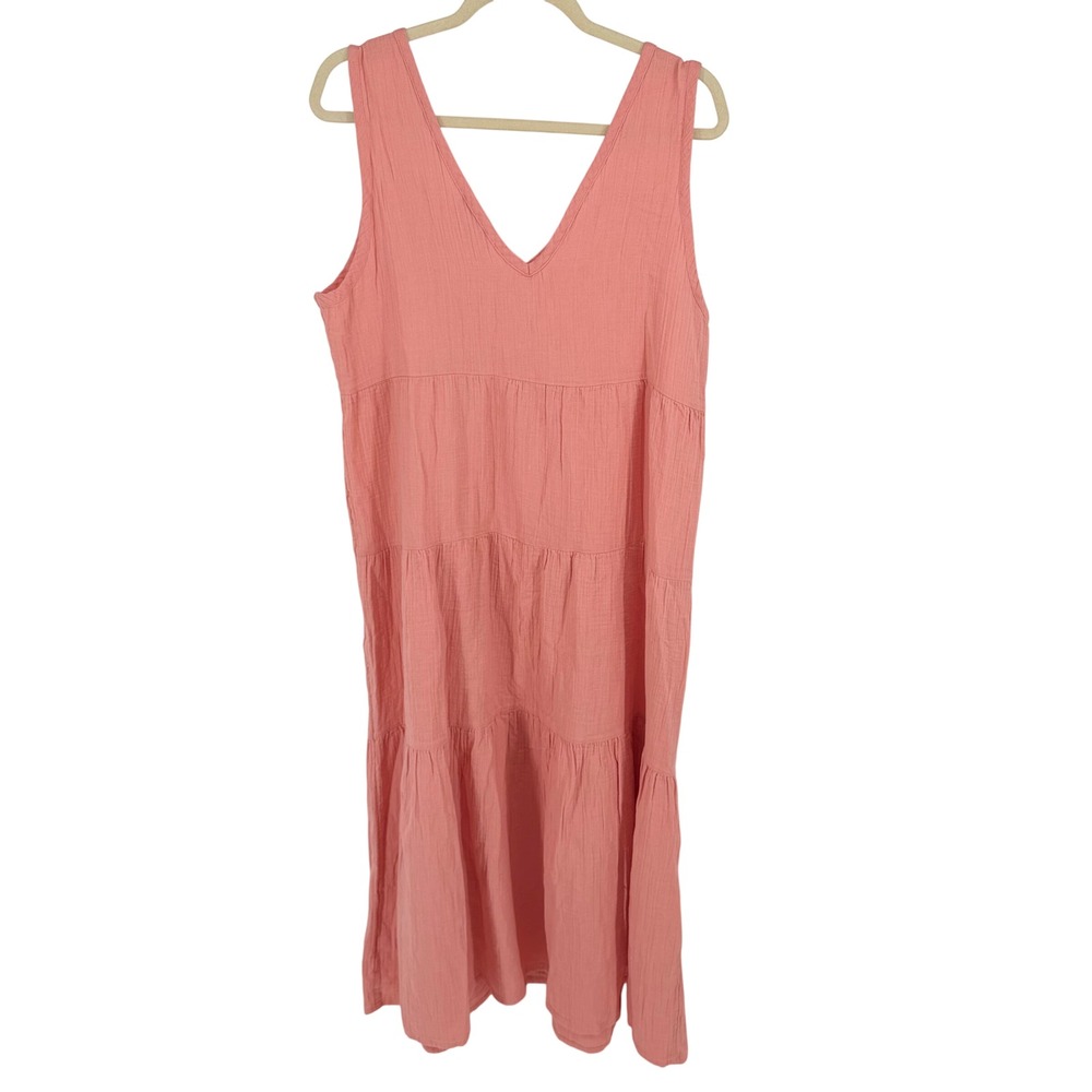 Quince 100% Organic Cotton Gauze Maxi Dress Women Large Coral Blush Feminine NEW - Picture 4 of 9